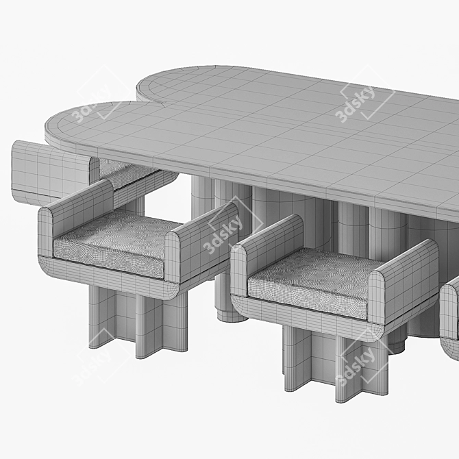 Modern Dining Set Furniture Collection 3D model image 7