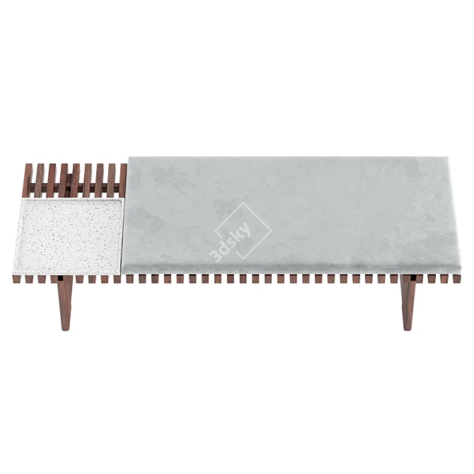 Modern Wooden Coffee Table Bench 3D model image 3
