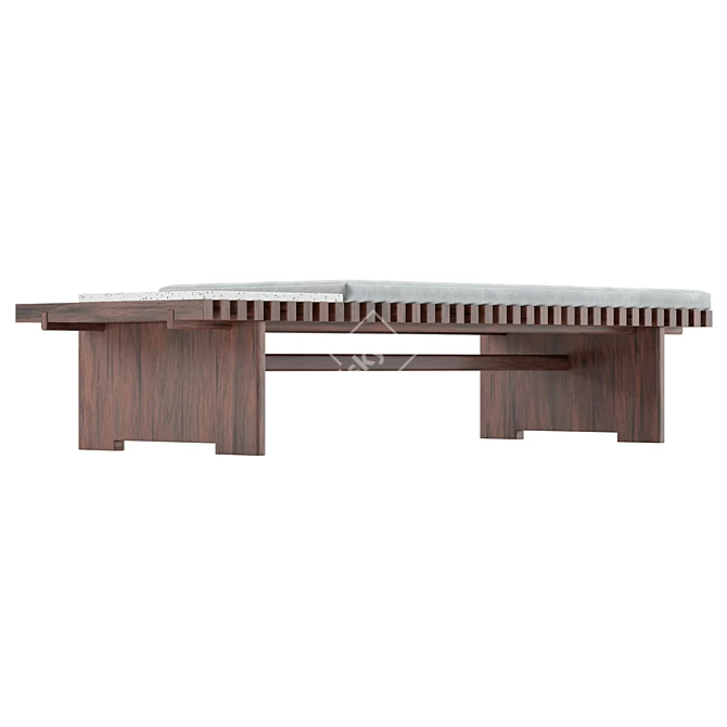 Modern Wooden Coffee Table Bench 3D model image 4