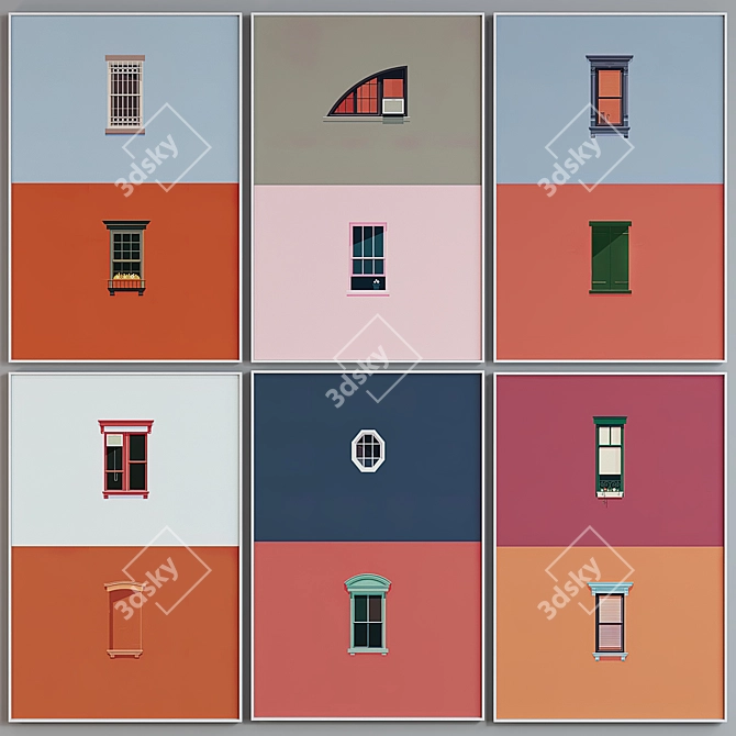 Window Frame Set 6pc Modern 3D model image 2