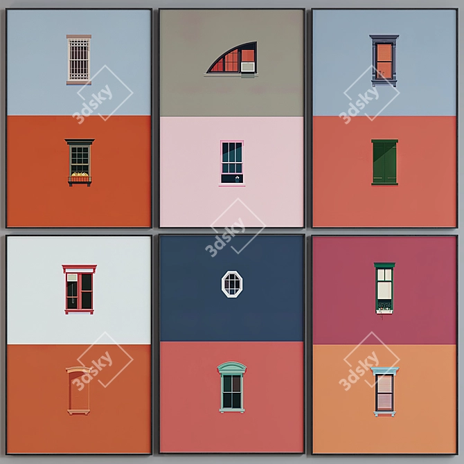 Window Frame Set 6pc Modern 3D model image 3
