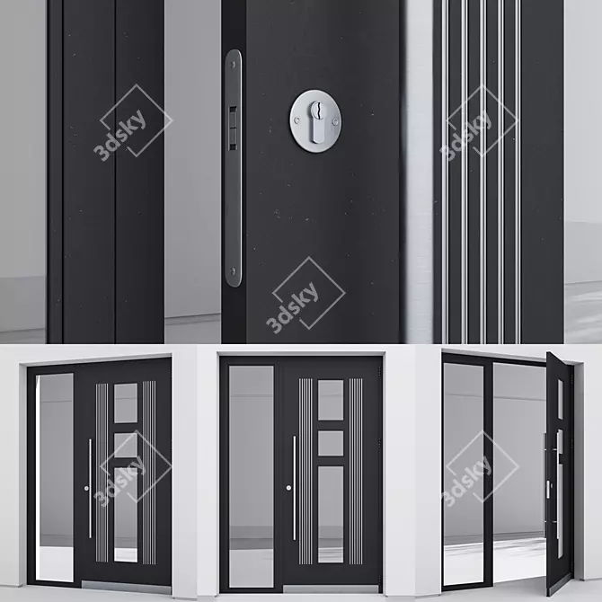 Sleek Aluminium Door Design 3D model image 3