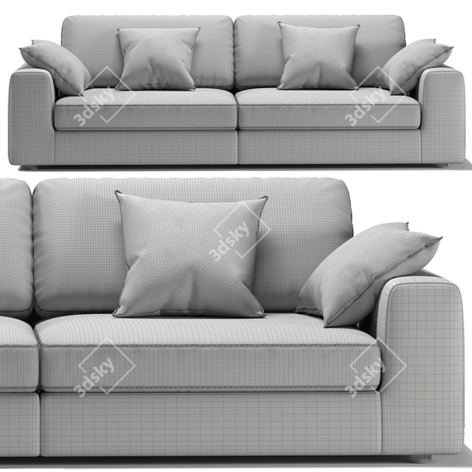 Modern Convertible Sofa With Ottoman 3D model image 5