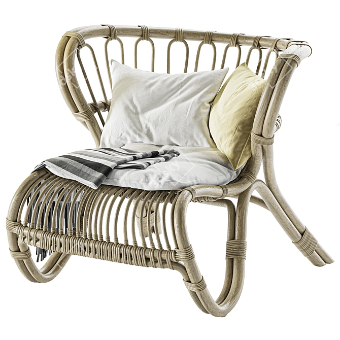 Handwoven Rattan Fox Lounge Chair 3D model image 3