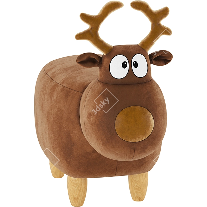 Velvet Reindeer Storage Ottoman 3D model image 3