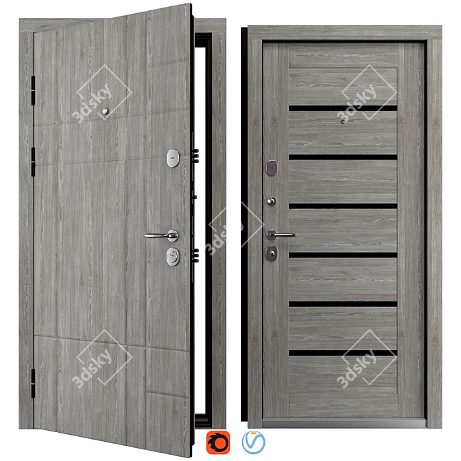 Metal Entry Door Tetris Teddy 3D model image 1