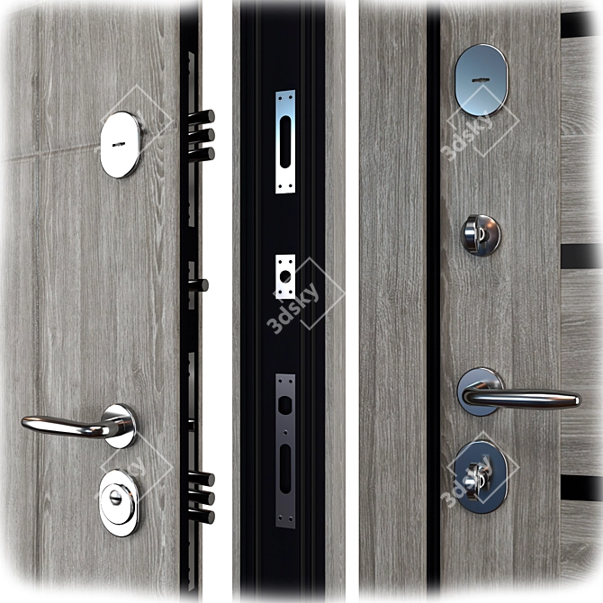 Metal Entry Door Tetris Teddy 3D model image 2