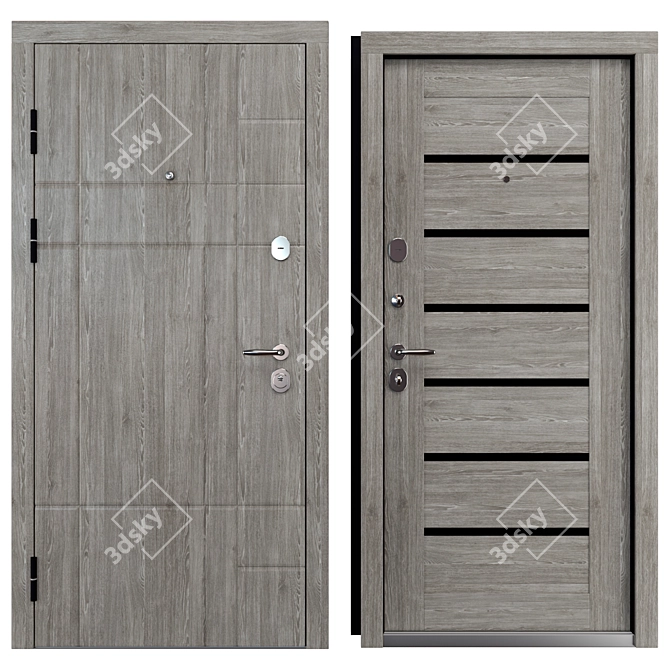 Metal Entry Door Tetris Teddy 3D model image 3