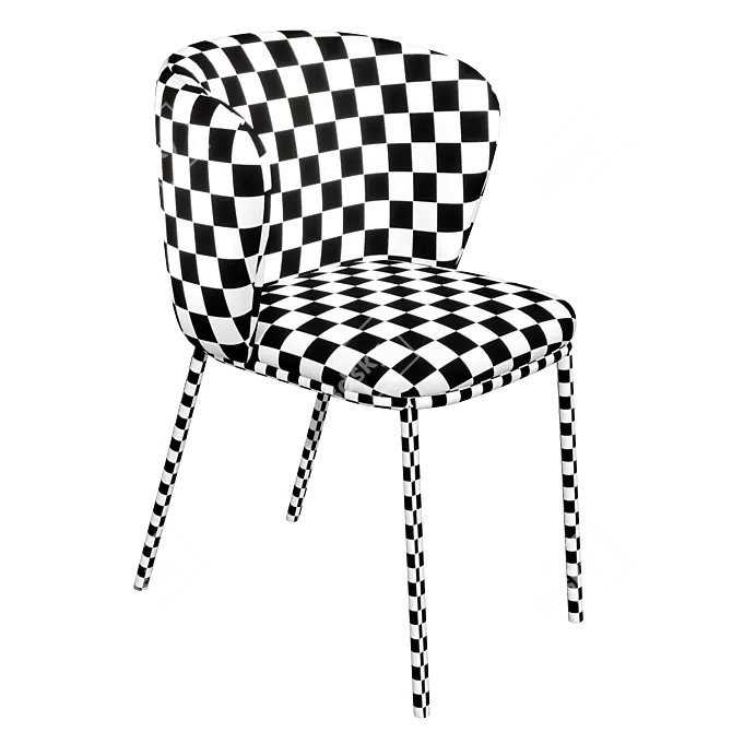 Chenille Dark Grey Steel Chair 3D model image 4