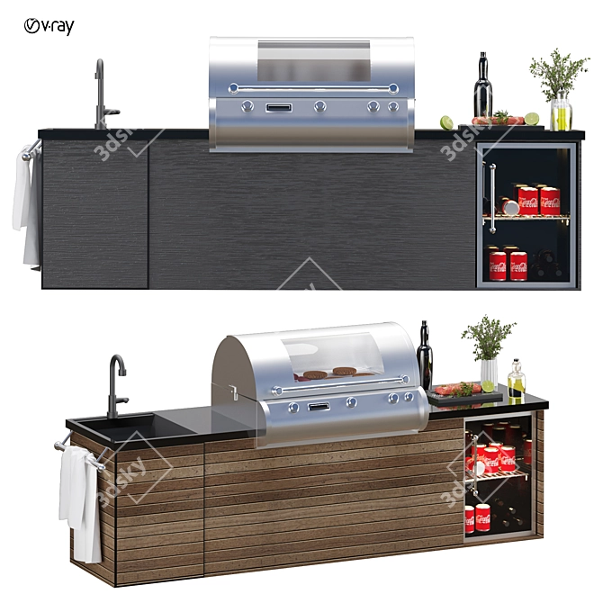 Versatile Outdoor Kitchen 3D Model 3D model image 1