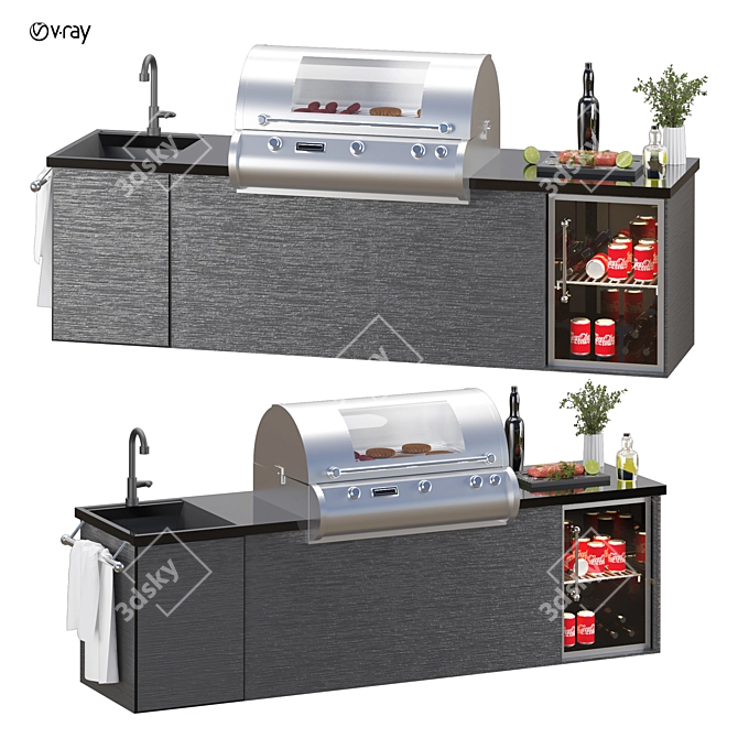 Versatile Outdoor Kitchen 3D Model 3D model image 3