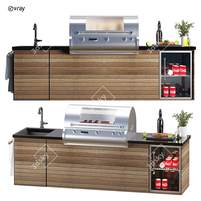 Versatile Outdoor Kitchen 3D Model 3D model image 4