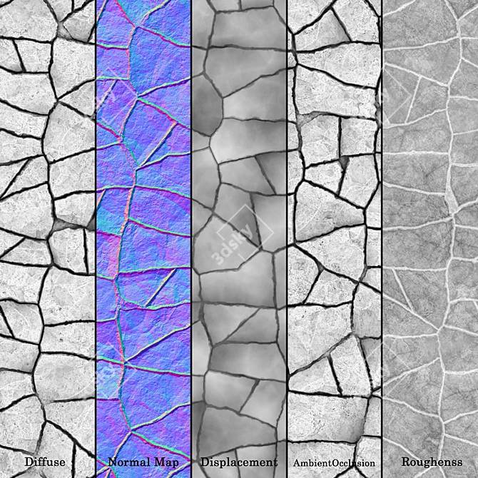Stone Wall Seamless 3D Textures 3D model image 6