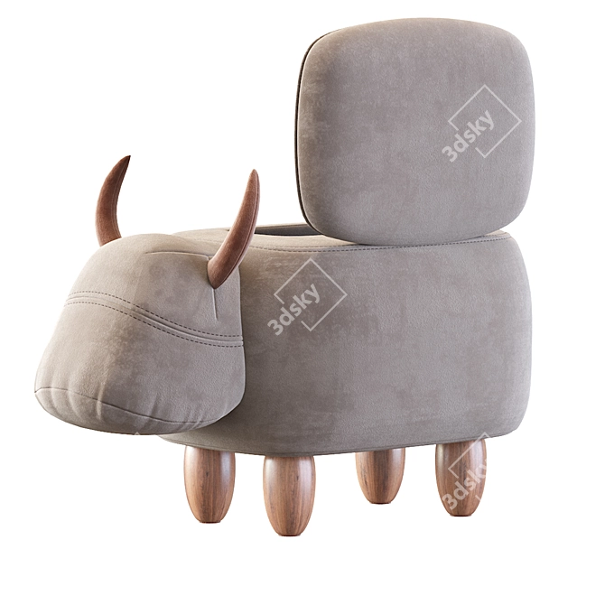 Cow Leather Modern Stool 3D model image 3