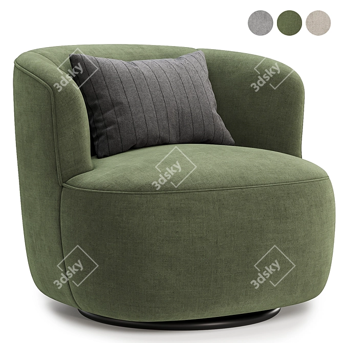 Swivel Barrel Chair, 3 Colors 3D model image 2