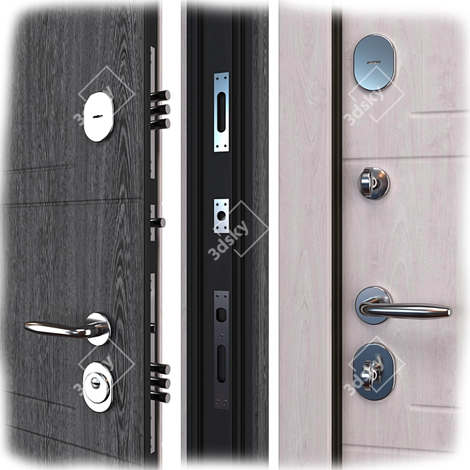 Metal Entry Door M-2 Oak (Bear) 3D model image 2