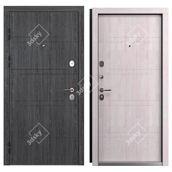 Metal Entry Door M-2 Oak (Bear) 3D model image 3