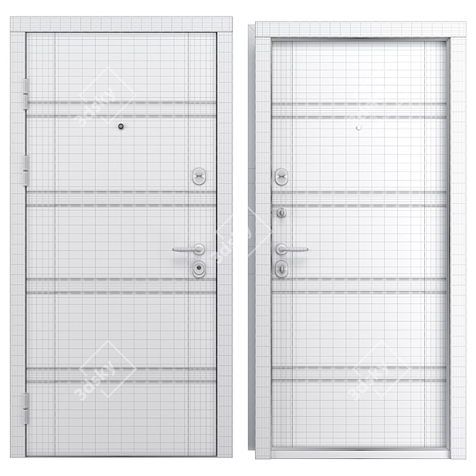 Metal Entry Door M-2 Oak (Bear) 3D model image 4