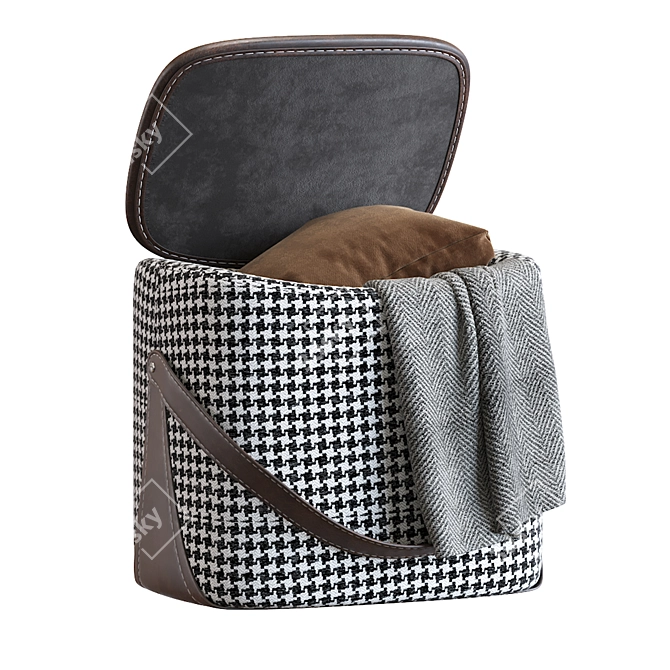 Modern Rectangular Ottoman Pouf 3D model image 1