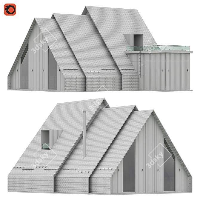 A-Frame Style House Model 3D model image 2