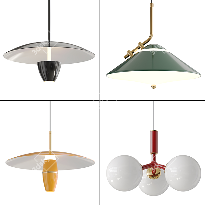 Sleek Pendant Lighting Fixtures 3D model image 1