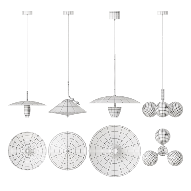 Sleek Pendant Lighting Fixtures 3D model image 2