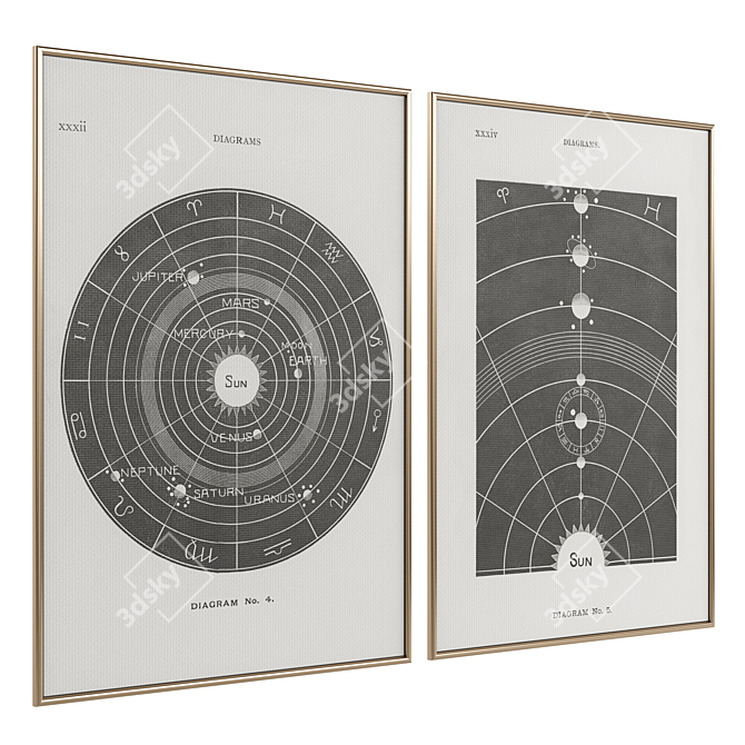 Framed Canvases Poster Texture Set 3D model image 2