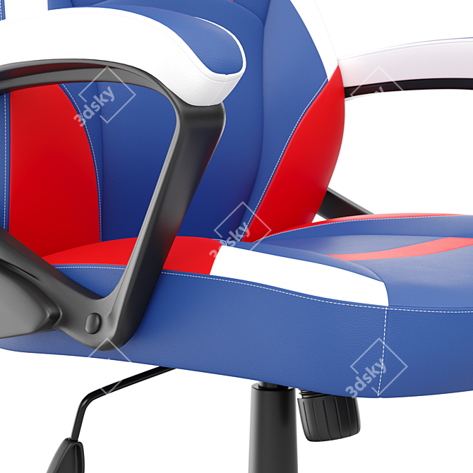 Ergonomic Red-Blue Gaming Office Chair 3D model image 4