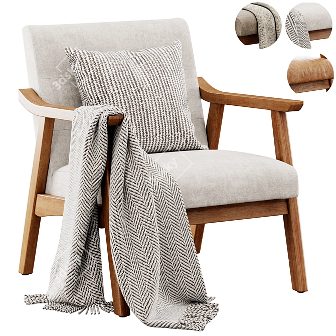 Stylish Saul Armchair with Accessories 3D model image 1