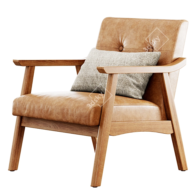 Stylish Saul Armchair with Accessories 3D model image 2