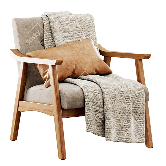 Stylish Saul Armchair with Accessories 3D model image 3