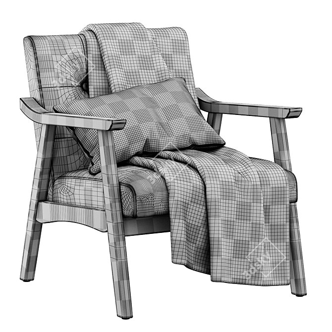 Stylish Saul Armchair with Accessories 3D model image 4