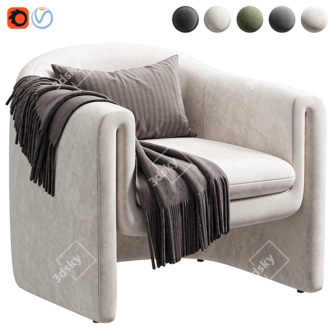 Elegant Velvet Barrel Chair 3D model image 1