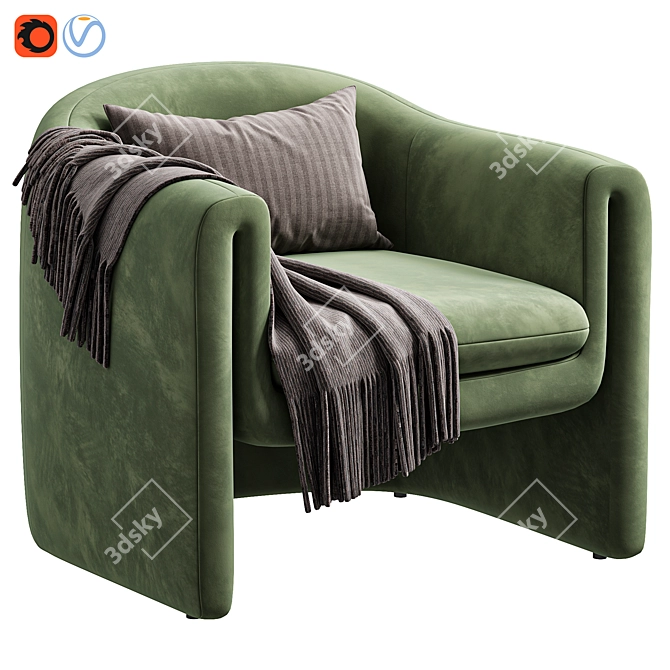 Elegant Velvet Barrel Chair 3D model image 5