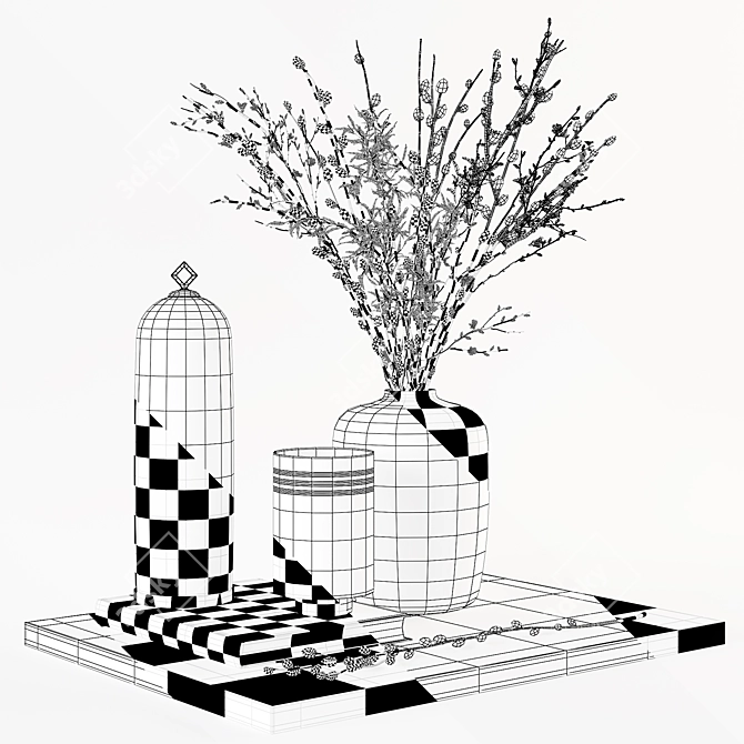  Decorative Set: Vases with Branches & Candles 3D model image 7