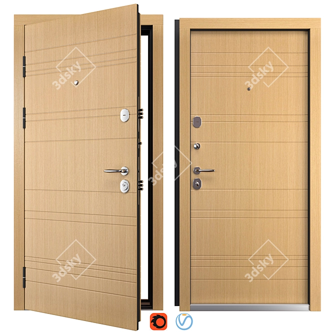 Metal Entry Door M-2 (Bear) 3D model image 1