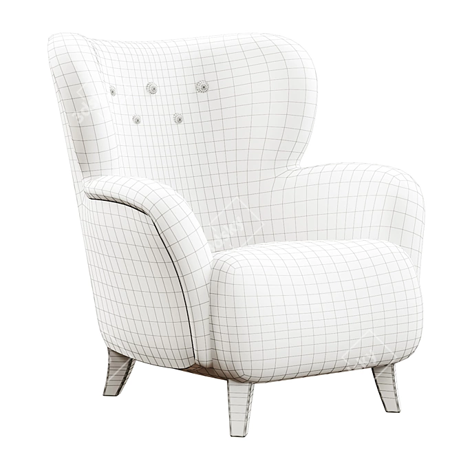 Curly Shearling Upholstered Armchair 3D model image 4