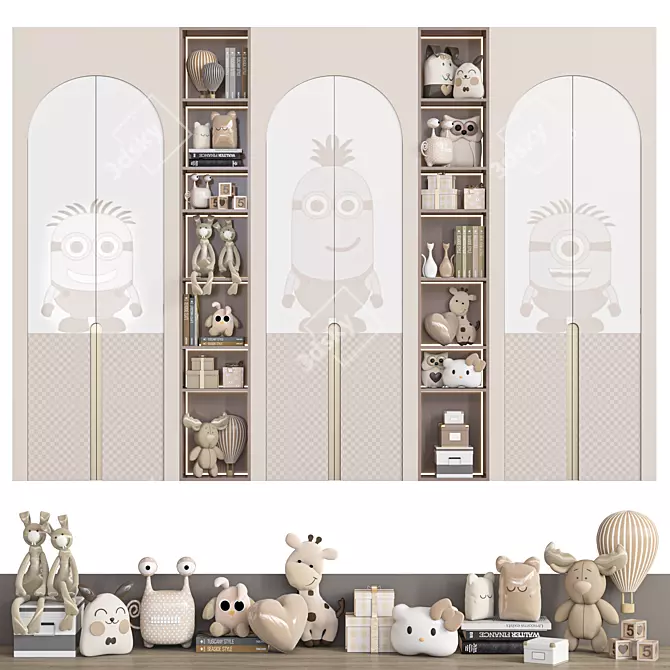 Children's Wardrobe and Toy Closet 3D model image 5