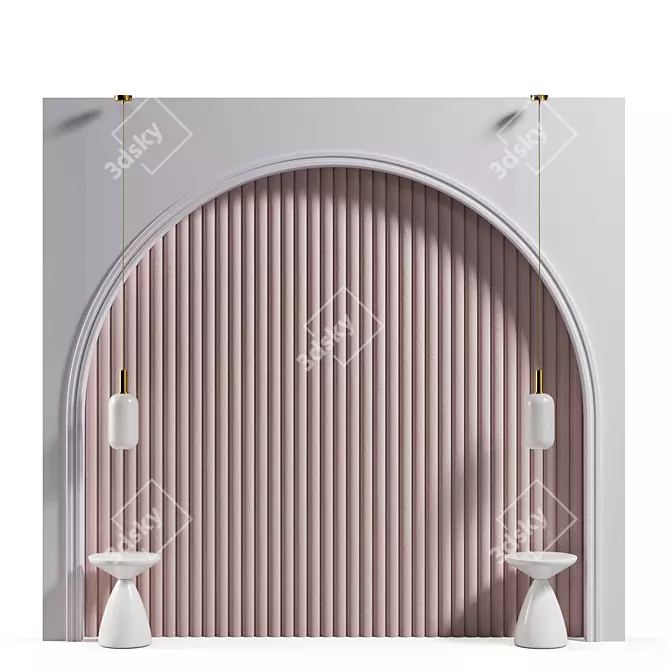 Child's Bed Headboard with Arch 3D model image 1