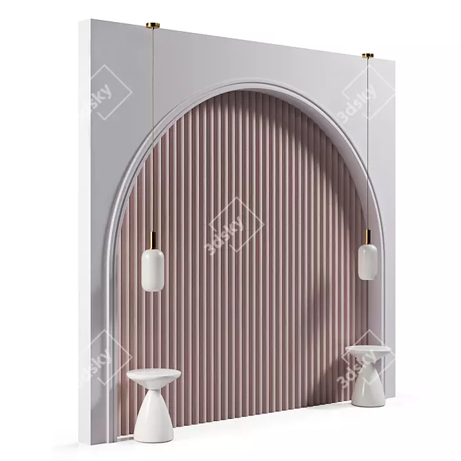 Child's Bed Headboard with Arch 3D model image 3