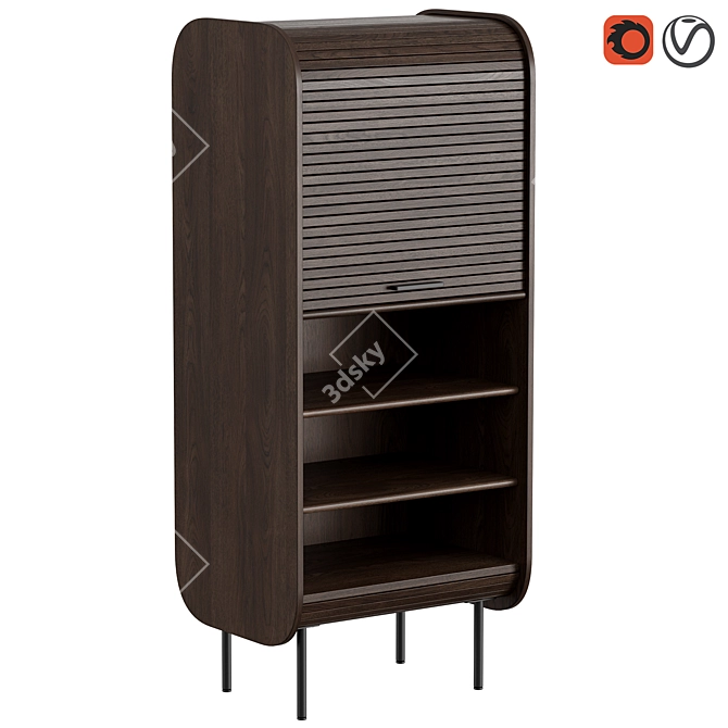 Modern Oak Buffet Cabinet Glide 3D model image 1