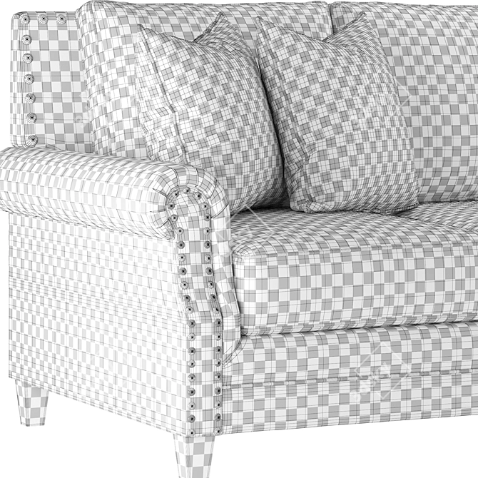 Hanson Nailhead Fabric Sofa Beige 3D model image 4