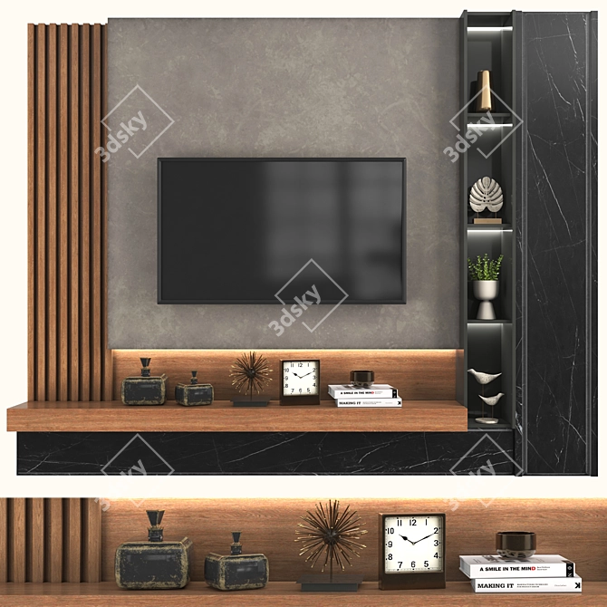 60" TV Modern Wall Set 3D model image 1