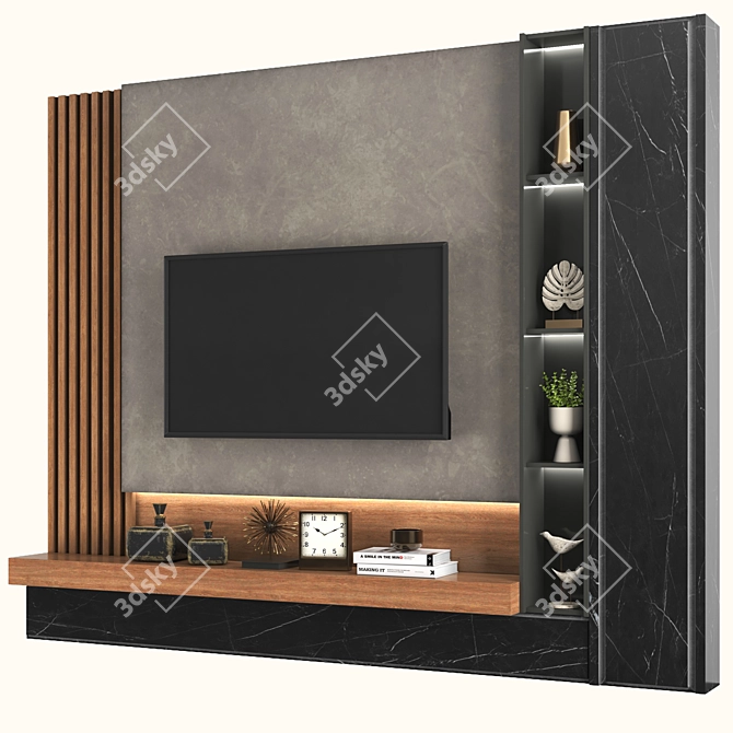 60" TV Modern Wall Set 3D model image 2