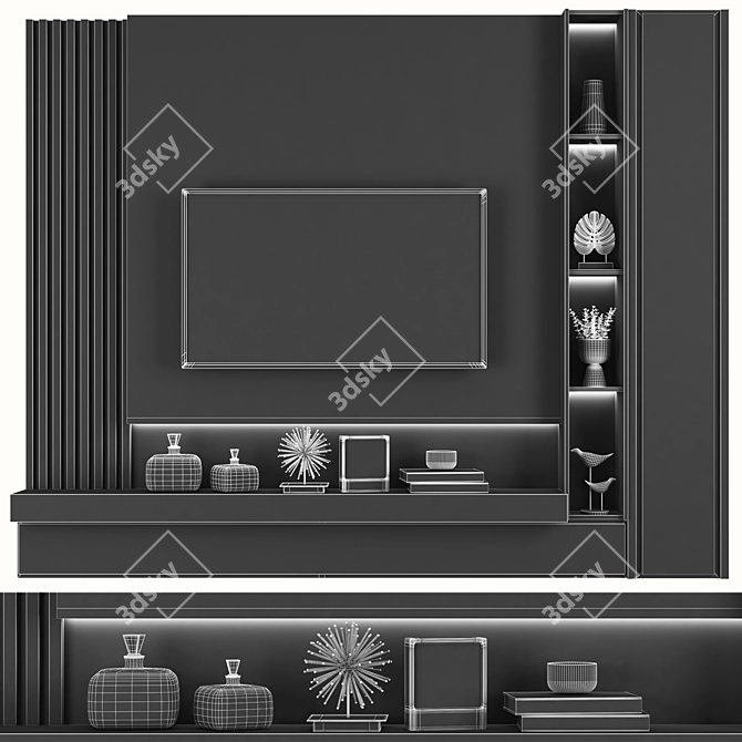 60" TV Modern Wall Set 3D model image 3