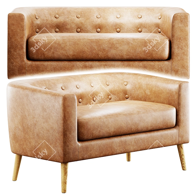 Decato Loveseat: Modern Elegance & Comfort 3D model image 5