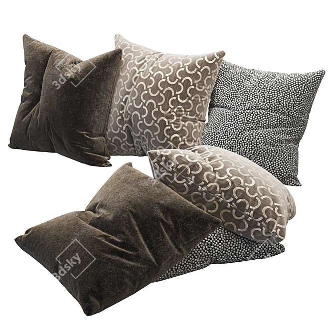 Velvet Cushion Set of 3 3D model image 5