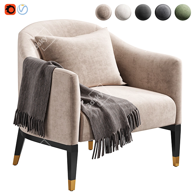 Contemporary Armchair Shiprok by Cazarina 3D model image 1