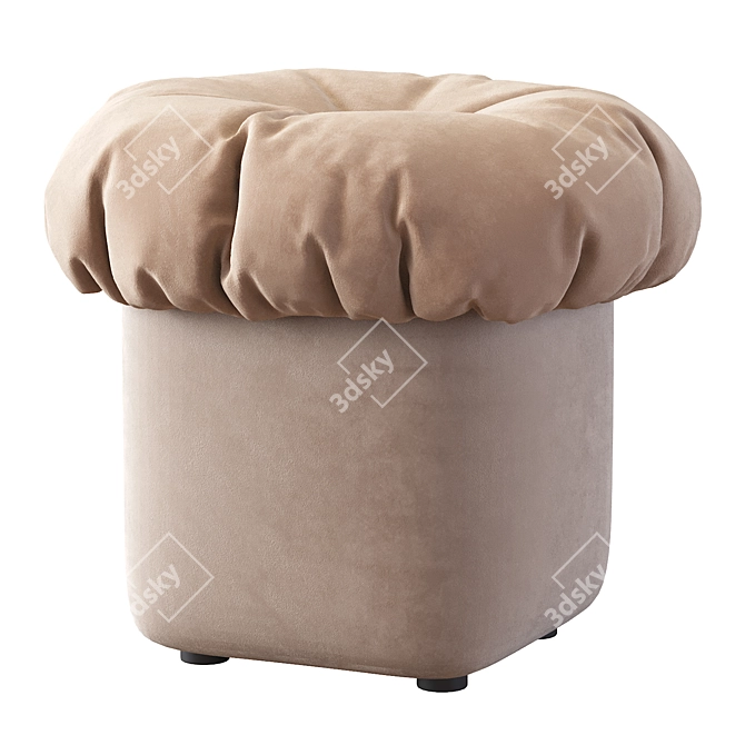 Modern Tufted Cotton Ottoman Pouf 3D model image 5