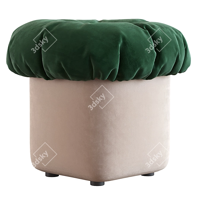 Modern Tufted Cotton Ottoman Pouf 3D model image 6